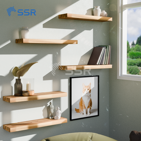 Acacia Wood Floating Shelves with Bracket