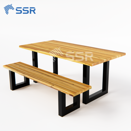 Acacia Dining Table Set with Metal Leg