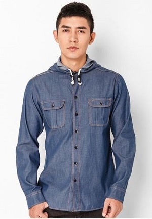Jean Shirt With Hood