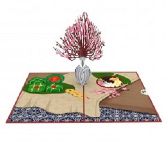 Peach blossom pop up card