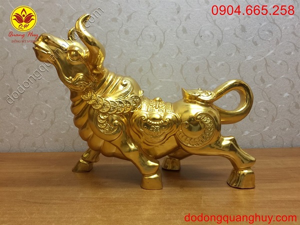 Gold plated bronze bull