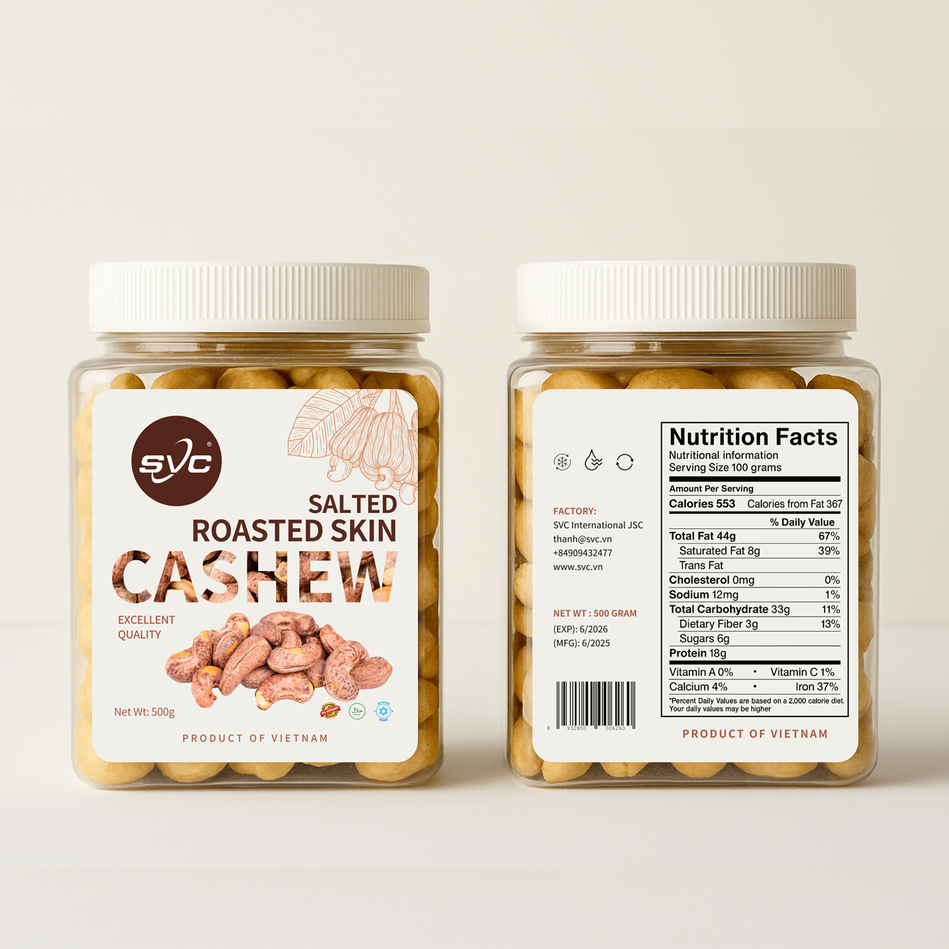 Salted Roasted Skin Cashew - PET Jar