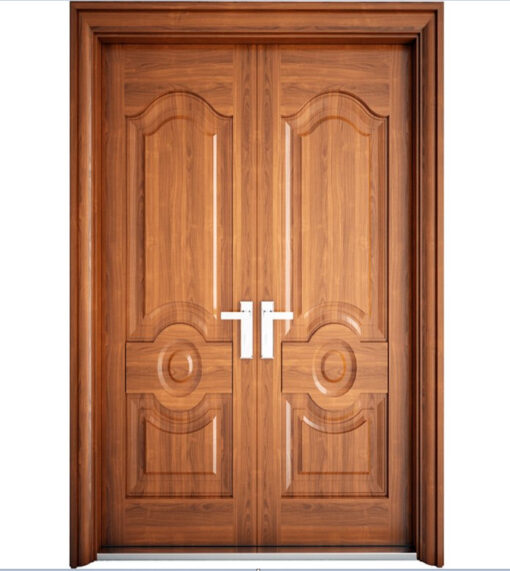 NS2H6 Two-Panel Wood Grain Steel Door