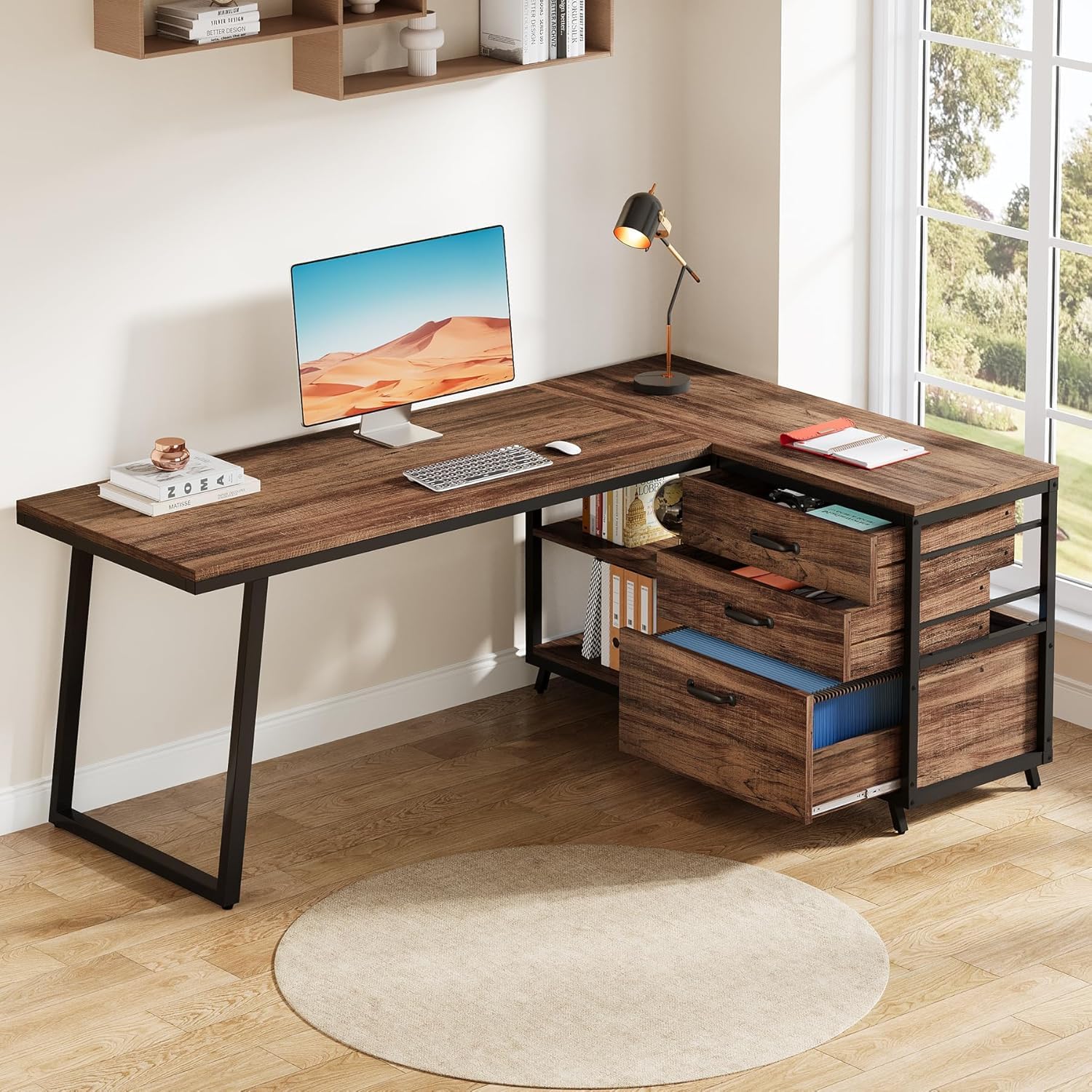 53-Inch Reversible Corner Office Desk
